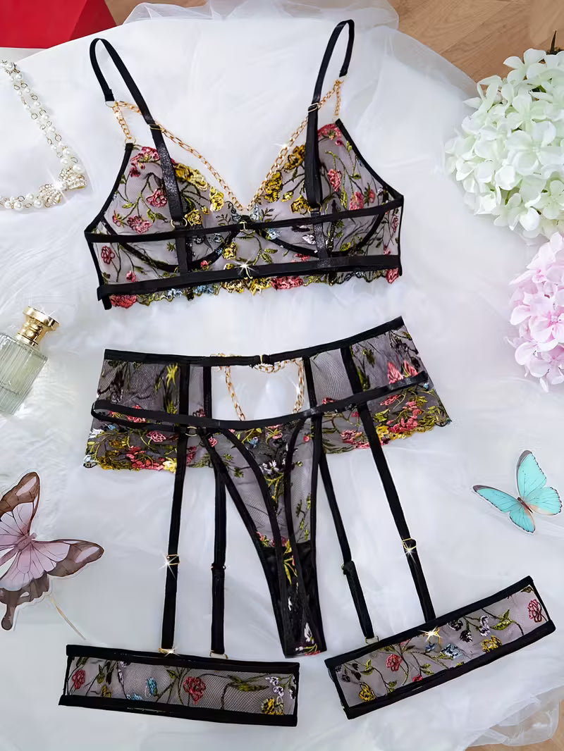 Floral Lace set sa zlatnim lancima