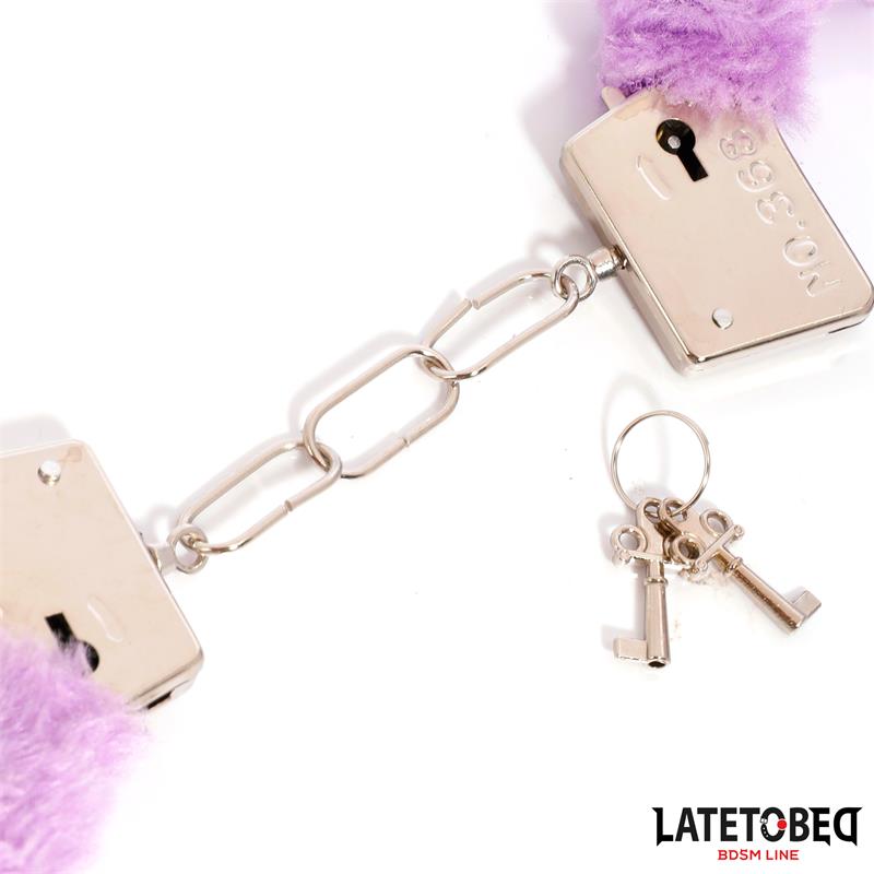 Lisice metalne obložene lila plišem