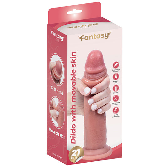 Silikonski dildo sa pokretnom kožicom 21 cm