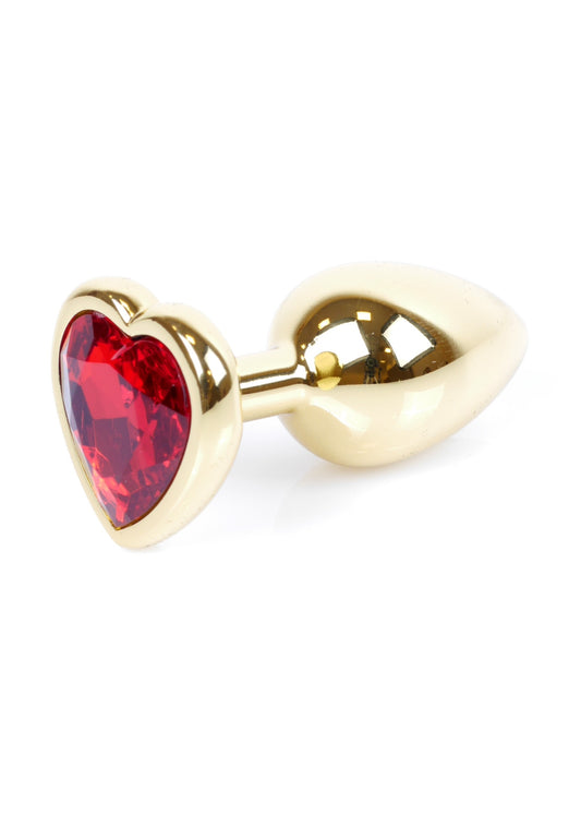 Plug Jewelry Gold Heart - Red