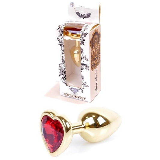 Plug Jewelry Gold Heart - Red