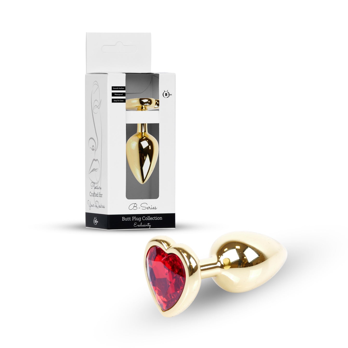 Plug Jewelry Gold Heart - Red