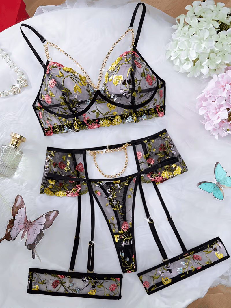 Floral Lace set sa zlatnim lancima